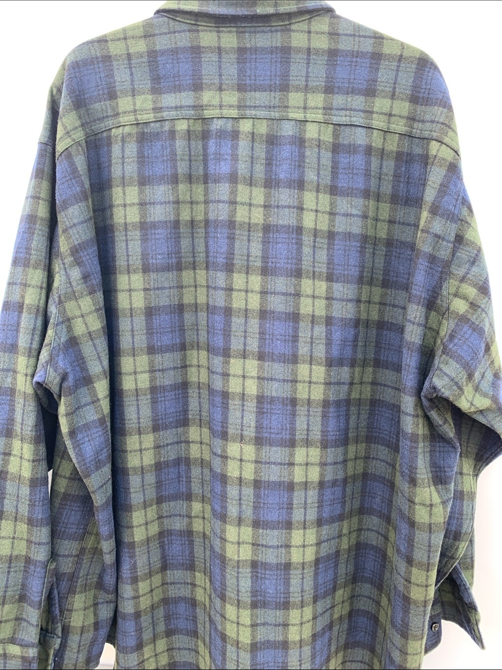 Woolrich Olive Green and Navy Blue Plaid Wool Shirt 2XL - Picture 3 of 5